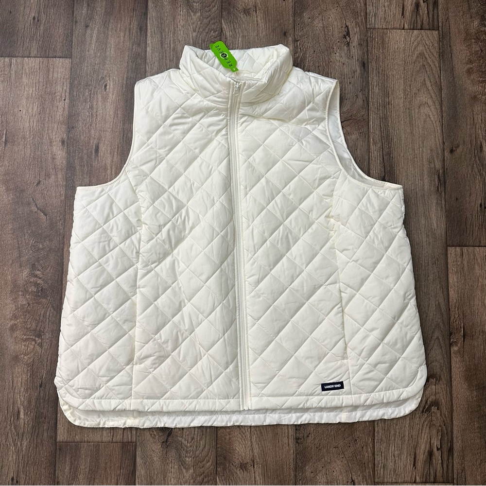 Lands' End quilted Lightweight puffer vest Ivory color Women’s Size 3X